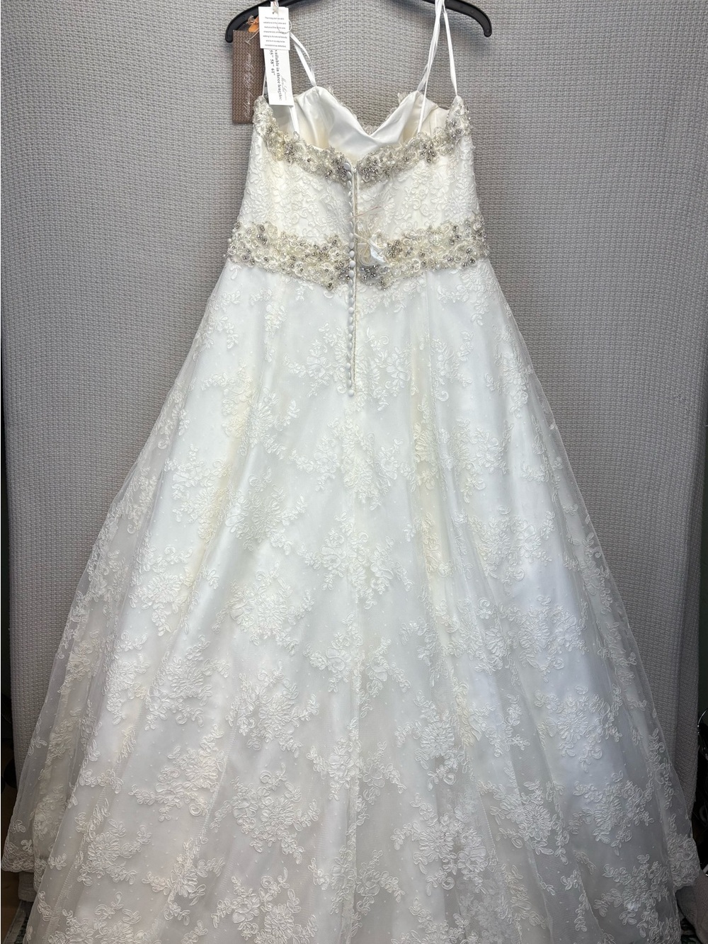 NWT Mori Lee Model 1913 A-Line Wedding Dress Sz 20- Ivory Silver Beading Lace - Picture 11 of 16